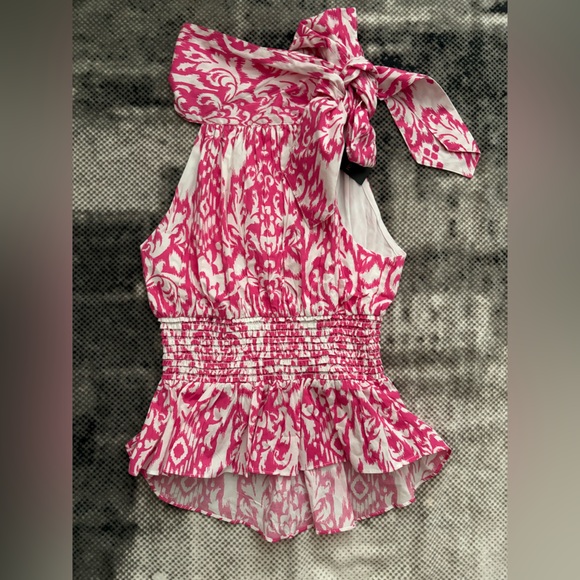 Reset by Jane Top Pink White Smocked Waist NWT NEW✨Sz M 🍒 - Picture 6 of 8